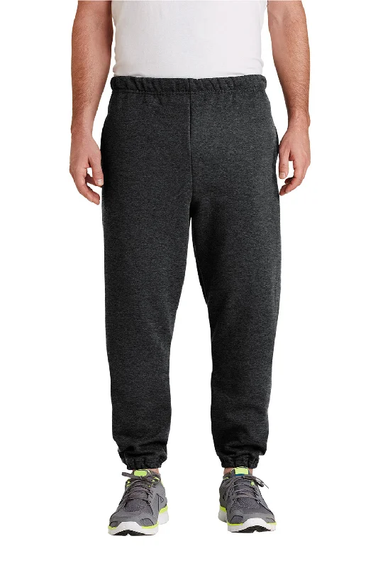 Jerzees Mens Super Sweats NuBlend Pill Resistant Fleece Sweatpants w/ Pockets - Heather Black