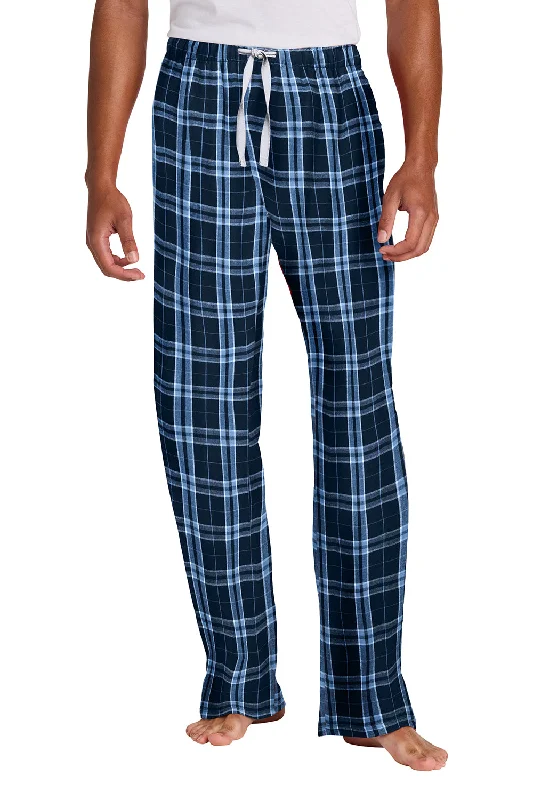 District Mens Flannel Plaid Lounge Pants - True Navy Blue/Carolina Blue