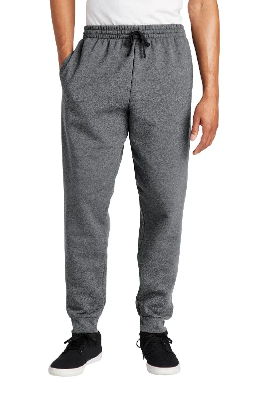 Jerzees Mens NuBlend Fleece Jogger Sweatpants w/ Pockets - Heather Grey/Charcoal Grey