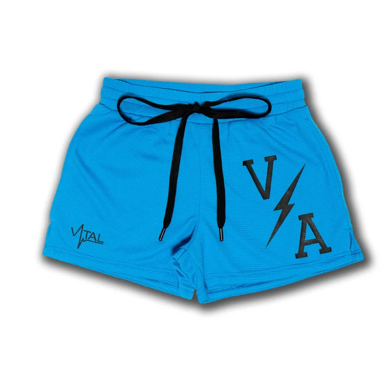 Combat Mesh Shorts 5" - Baby Blue/Black Bolt