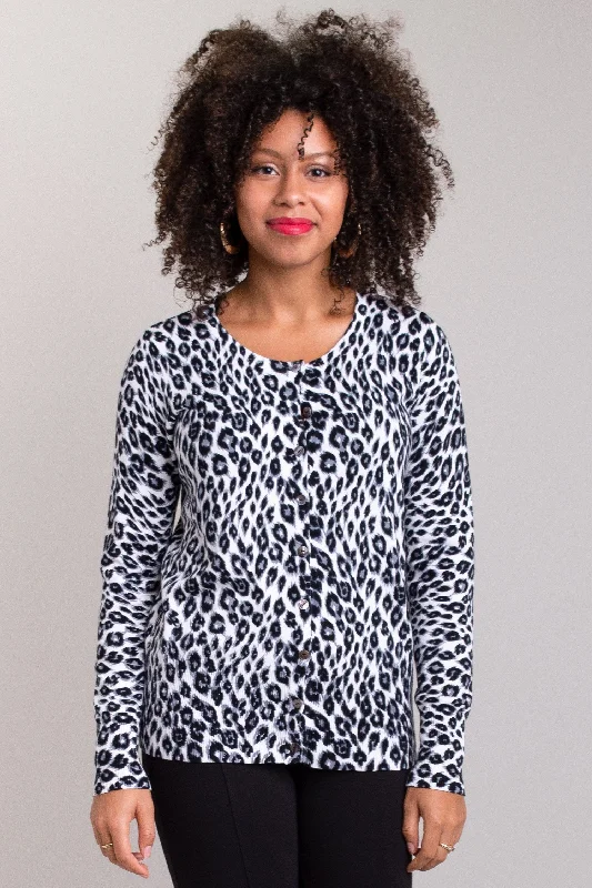 Ramona Sweater, Snow Leopard, Bamboo Cotton - Final Sale