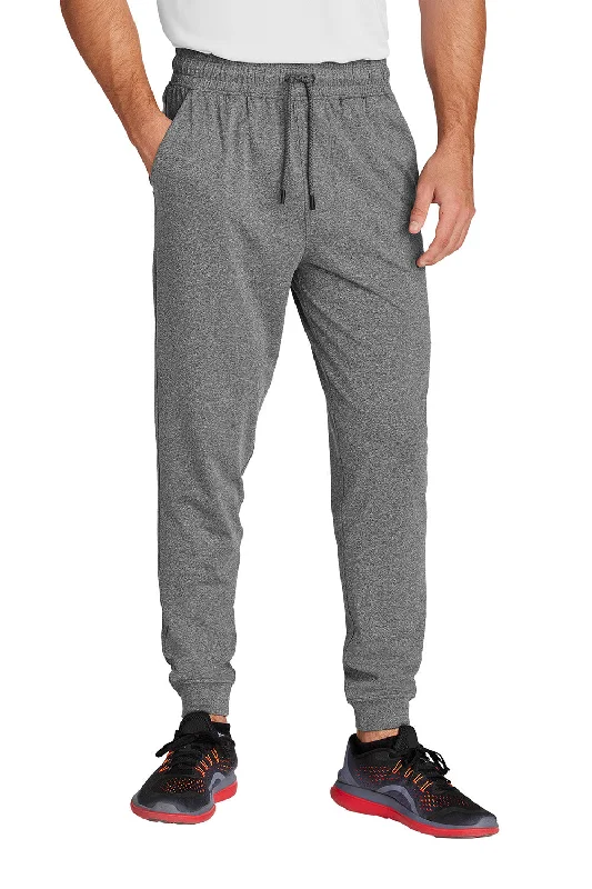 Sport-Tek Mens Sport-Wick Moisture Wicking Jogger Sweatpants w/ Pockets - Heather Charcoal Grey - New