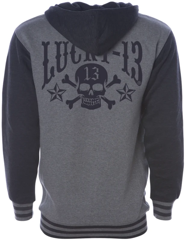 SKULL STARS Hooligan Full-Zip Uni-Sex Hooded Sweatshirt -  GUNMETAL HEATHER/CHARCOAL HEATHER