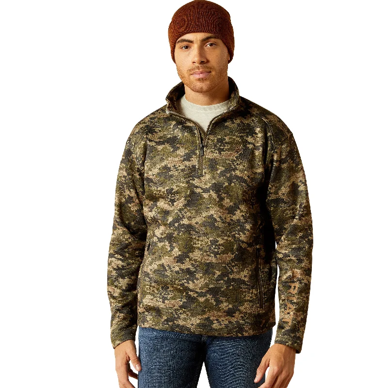 ARIAT CALDWELL GREEN CAMO 1/4 ZIP SWEATER