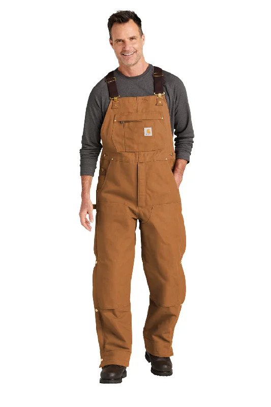 Carhartt Mens Firm Duck Insulated Bib Overalls w/ Pockets - Carhartt Brown