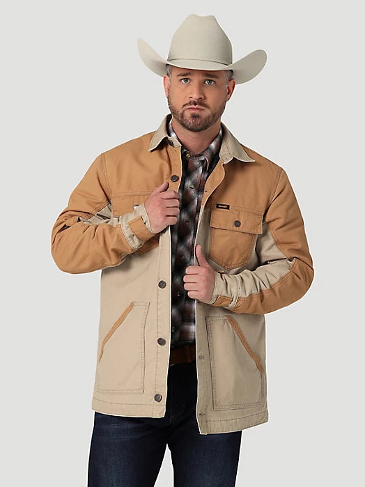 WRANGLER VINTAGE KHAKI MIXED CANVAS CHORE JACKET