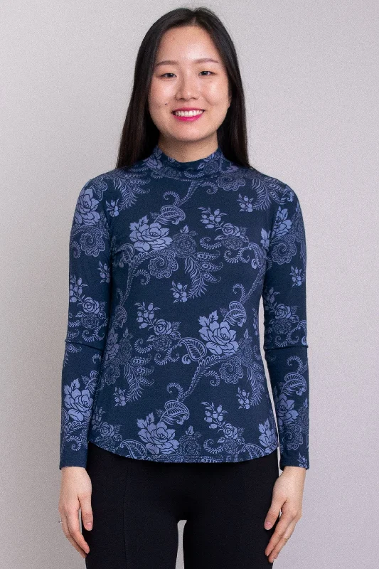 Tonya Top, Indigo Roses, Bamboo - Final Sale