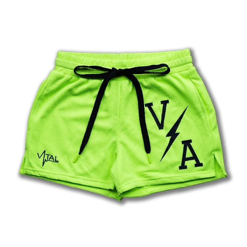 Combat Mesh Shorts 5" - Neon Green/Black Bolt