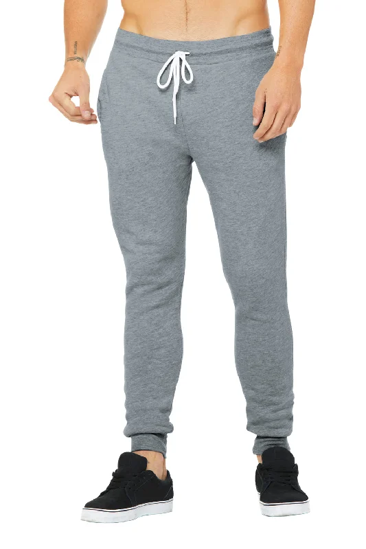 Bella + Canvas Mens Jogger Sweatpants w/ Pockets - Heather Grey