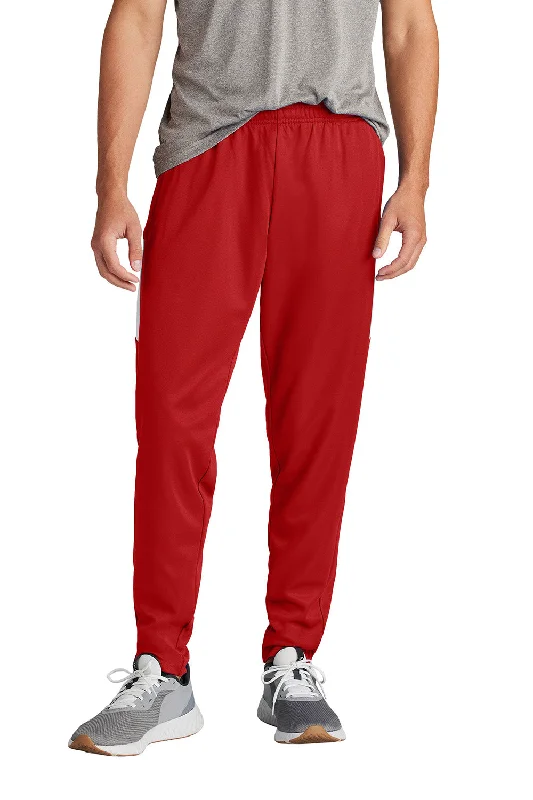 Sport-Tek Mens Moisture Wicking Travel Pants w/ Pockets - Deep Red/White - New