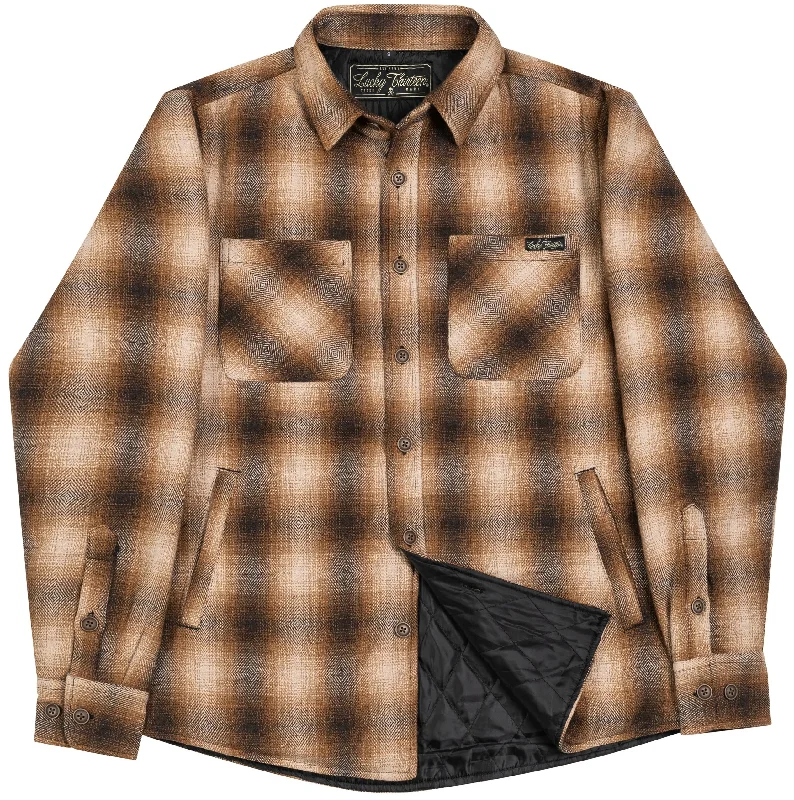 HONKY TONK Quilted Lined Flannel Shacket - COFFEE (SMALL ONLY)