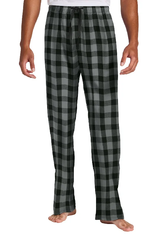 District Mens Flannel Plaid Lounge Pants - Grey/Black Buffalo Check