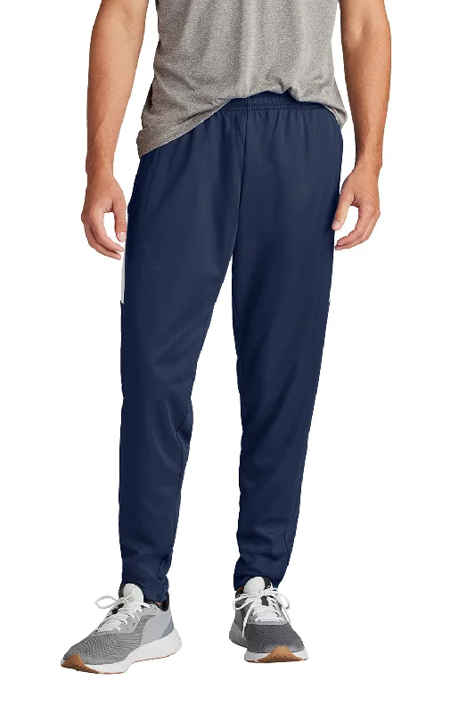 Sport-Tek Mens Moisture Wicking Travel Pants w/ Pockets - True Navy Blue/White - New