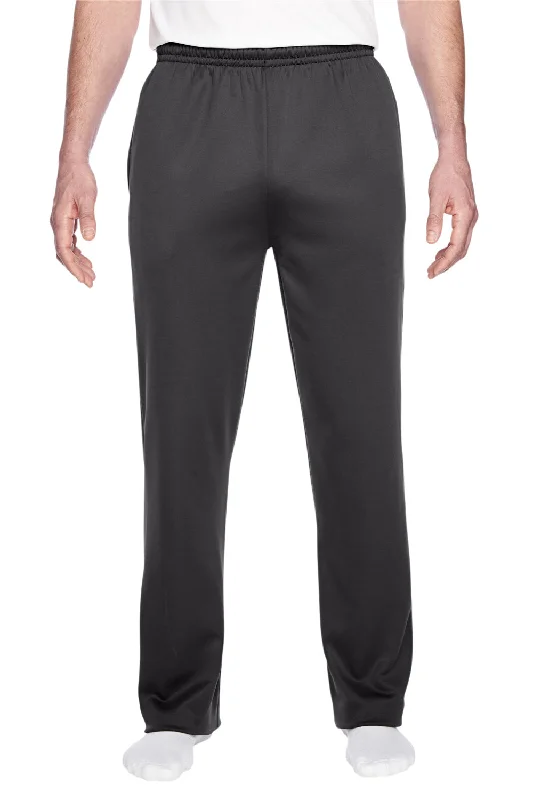 Jerzees Mens Dri-Power Moisture Wicking Open Bottom Sweatpants w/ Pockets - Stealth Grey - Closeout