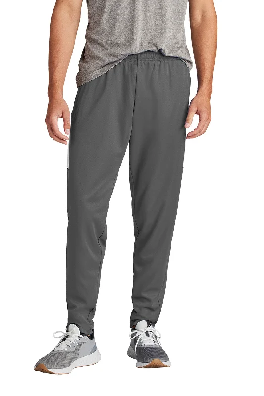 Sport-Tek Mens Moisture Wicking Travel Pants w/ Pockets - Iron Grey/White - New