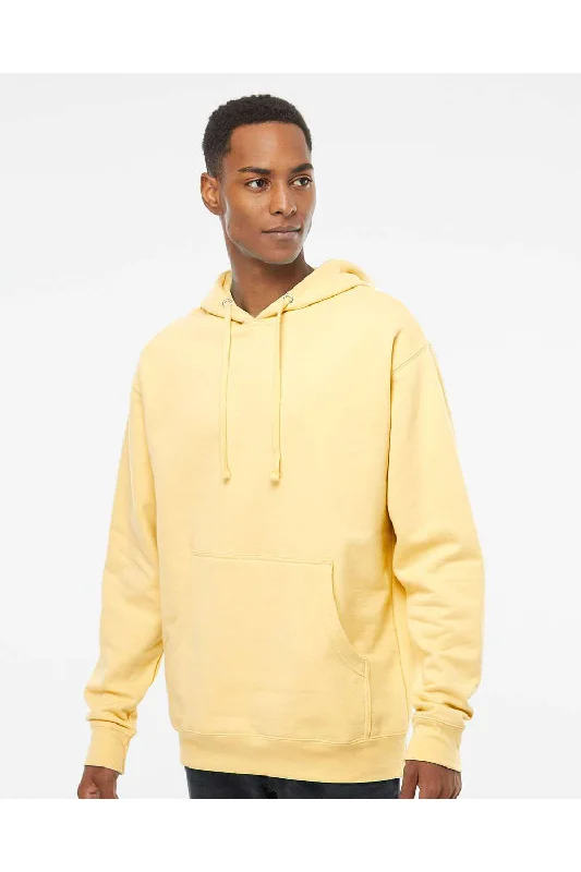 Independent Trading Co. Mens Hooded Sweatshirt Hoodie w/ Pouch Pocket - Light Yellow