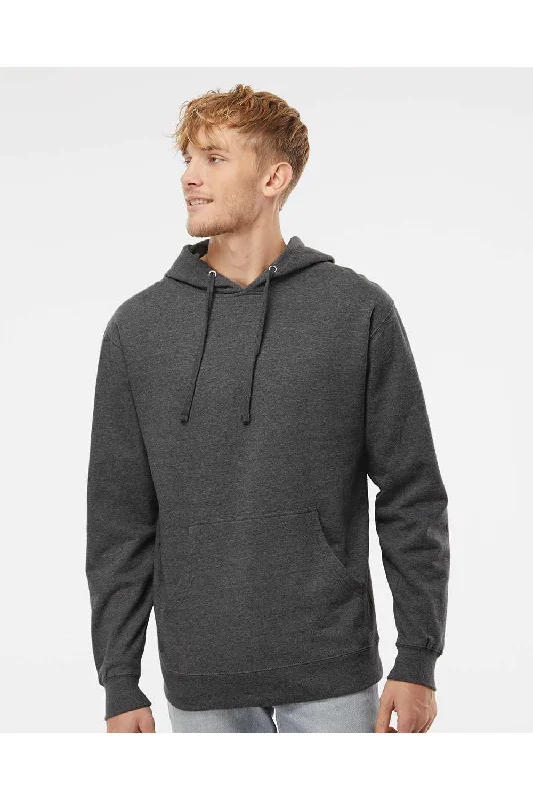 Independent Trading Co. Mens Hooded Sweatshirt Hoodie w/ Pouch Pocket - Heather Charcoal Grey