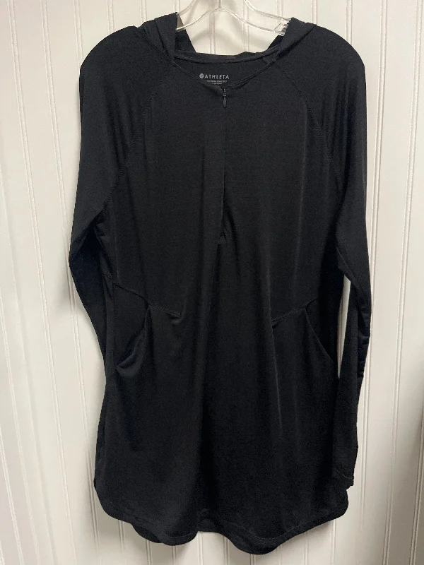 Athletic Top Long Sleeve Hoodie By Athleta In Black, Size: L