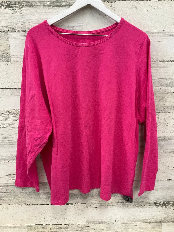 Top Long Sleeve Basic By Lands End In Pink, Size: 3x