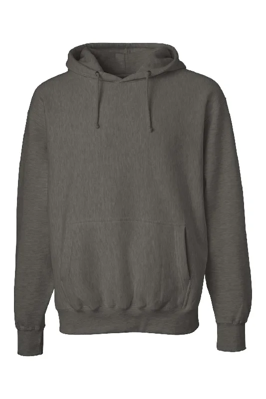 Weatherproof Mens Cross Weave Hooded Sweatshirt Hoodie w/ Pouch Pocket - Charcoal Grey