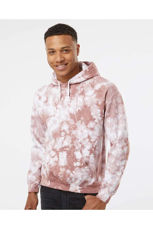 Dyenomite Mens Blended Tie Dyed Hooded Sweatshirt Hoodie w/ Pouch Pocket - Copper Crystal - Closeout