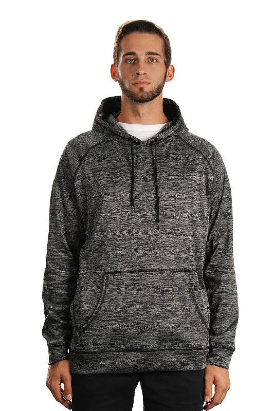 Burnside Mens Performance Raglan Hooded Sweatshirt Hoodie w/ Pouch Pocket - Heather Charcoal Grey