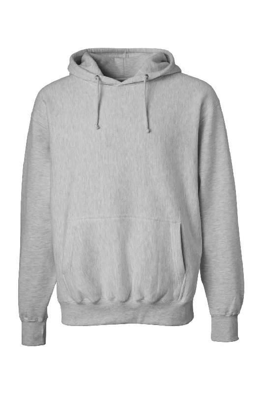 Weatherproof Mens Cross Weave Hooded Sweatshirt Hoodie w/ Pouch Pocket - Heather Grey