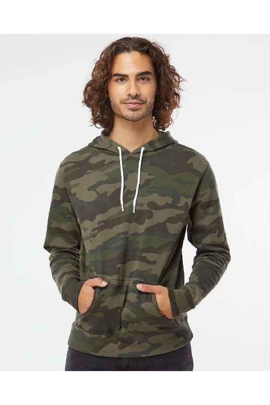 Independent Trading Co. Mens Hooded Sweatshirt Hoodie w/ Pouch Pocket - Forest Green Camo