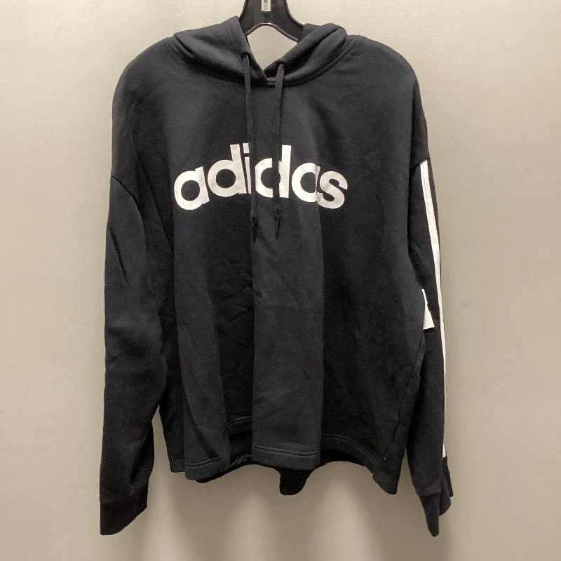 Athletic Top Long Sleeve Hoodie By Adidas In Black, Size: 4x