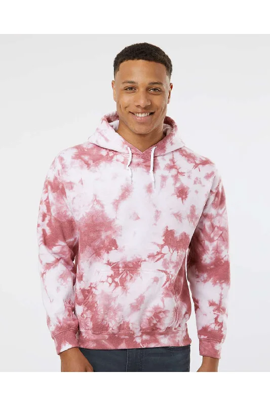 Dyenomite Mens Blended Tie Dyed Hooded Sweatshirt Hoodie w/ Pouch Pocket - Begonia Crystal - Closeout