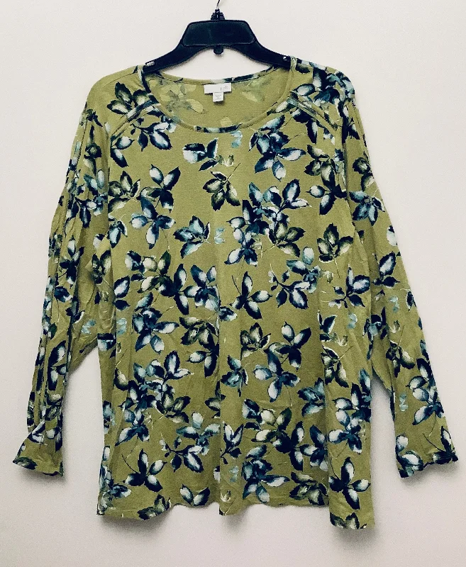 Top Long Sleeve By J. Jill In Green, Size: 2x