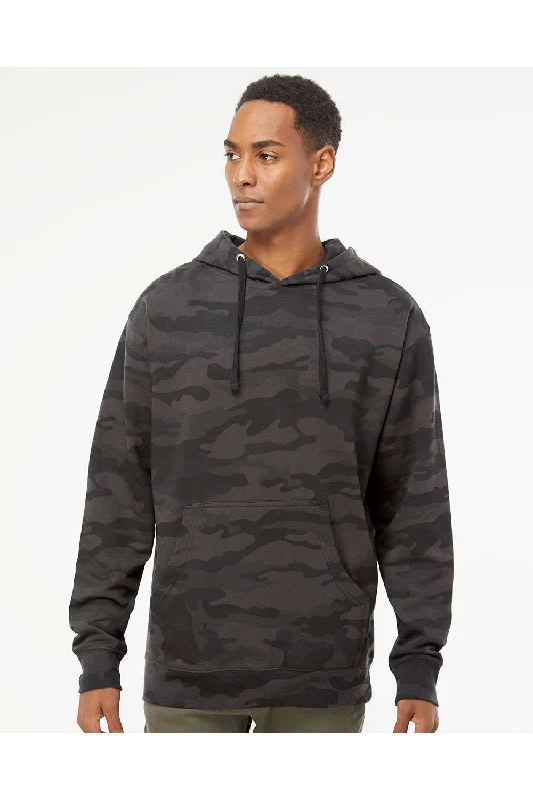 Independent Trading Co. Mens Hooded Sweatshirt Hoodie w/ Pouch Pocket - Black Camo