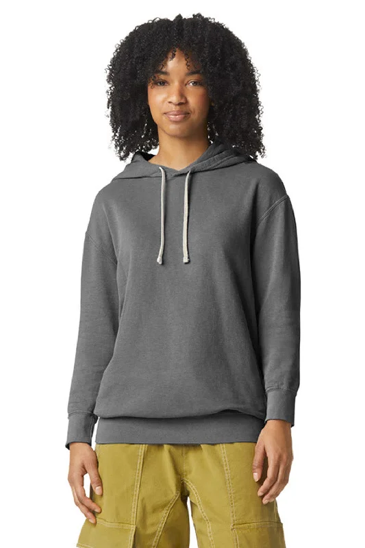 Comfort Colors Mens Garment Dyed Fleece Hooded Sweatshirt Hoodie - Pepper Grey