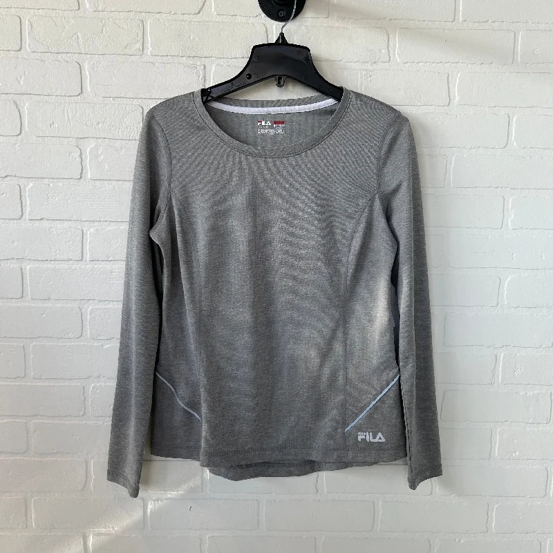 Athletic Top Long Sleeve Crewneck By Fila In Grey, Size: M