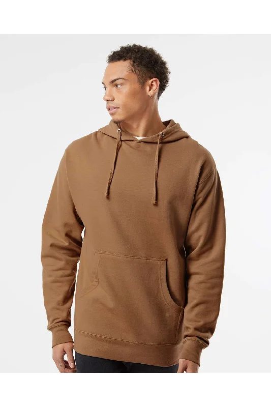 Independent Trading Co. Mens Hooded Sweatshirt Hoodie w/ Pouch Pocket - Saddle Brown