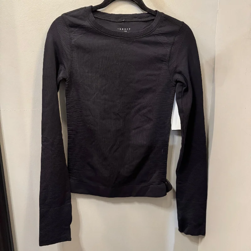 Athletic Top Long Sleeve Crewneck By Theory In Black, Size: S