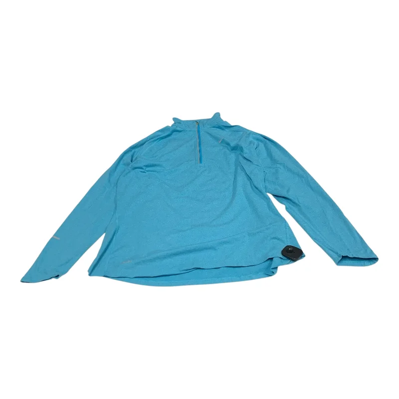 Athletic Top Long Sleeve Collar By Nike Apparel In Blue, Size: 1x