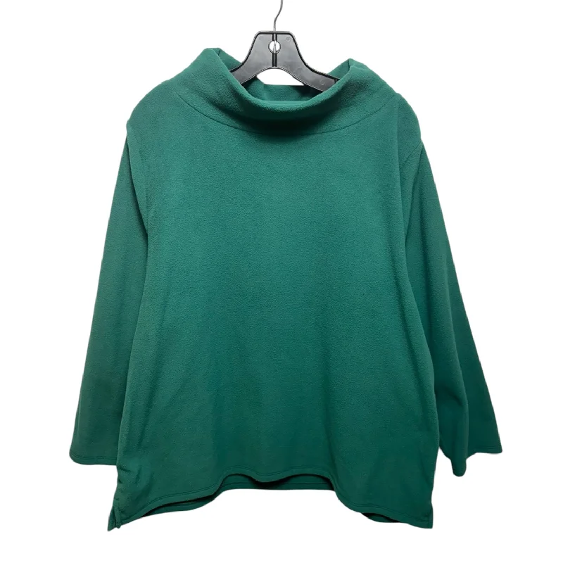 Fleece Top Long Sleeve Basic By Talbots In Green, Size: 2x