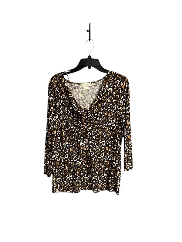 Top Long Sleeve Designer By Michael Kors In Animal Print, Size: L