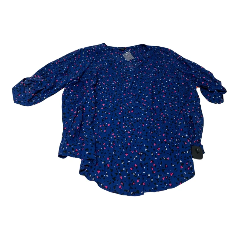 Top Long Sleeve By Torrid In Blue & Pink, Size: 4x