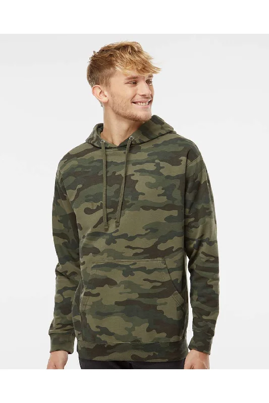 Independent Trading Co. Mens Hooded Sweatshirt Hoodie w/ Pouch Pocket - Forest Green Camo