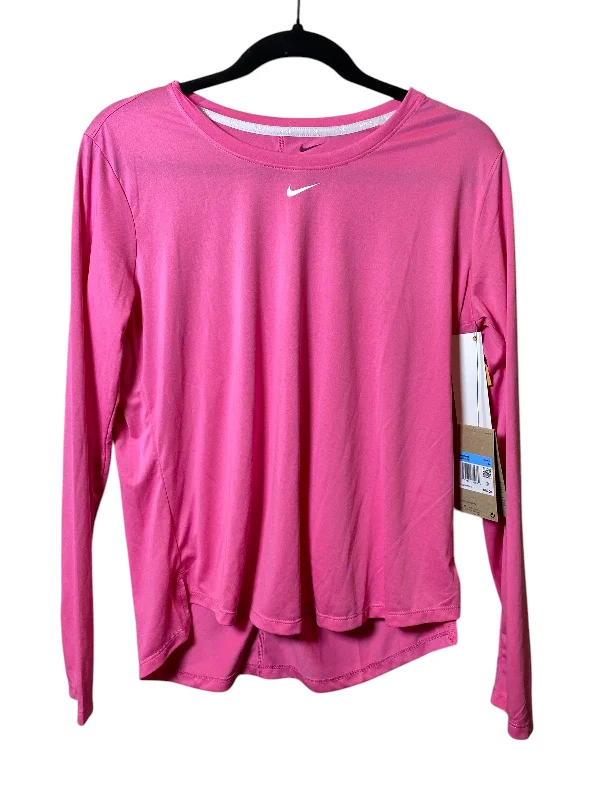 Athletic Top Long Sleeve Crewneck By Nike In Pink, Size: M