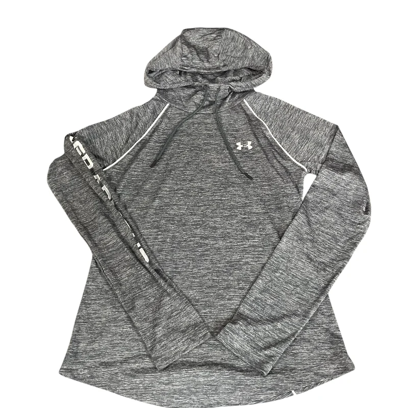 Athletic Top Long Sleeve Hoodie By Under Armour In Grey, Size: Xs