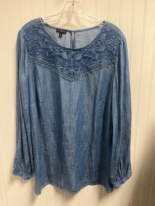 Top Long Sleeve By Talbots In Blue Denim, Size: 1x