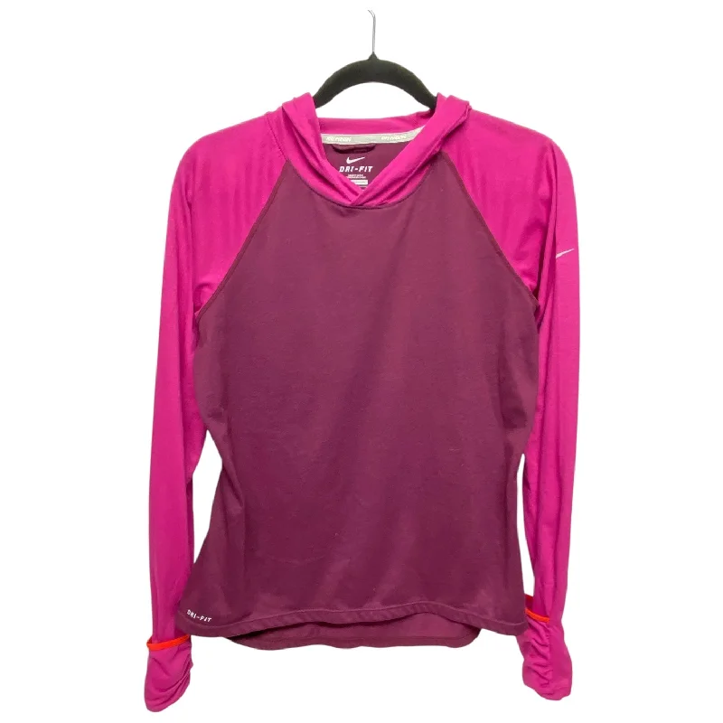 Athletic Top Long Sleeve Hoodie By Nike In Pink & Purple, Size: M