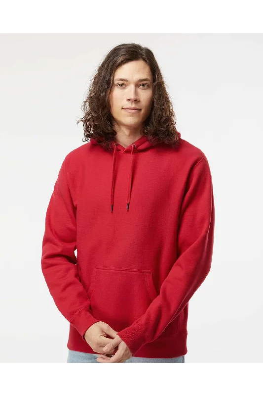 Independent Trading Co. Mens Legend Hooded Sweatshirt Hoodie w/ Pouch Pocket - Red