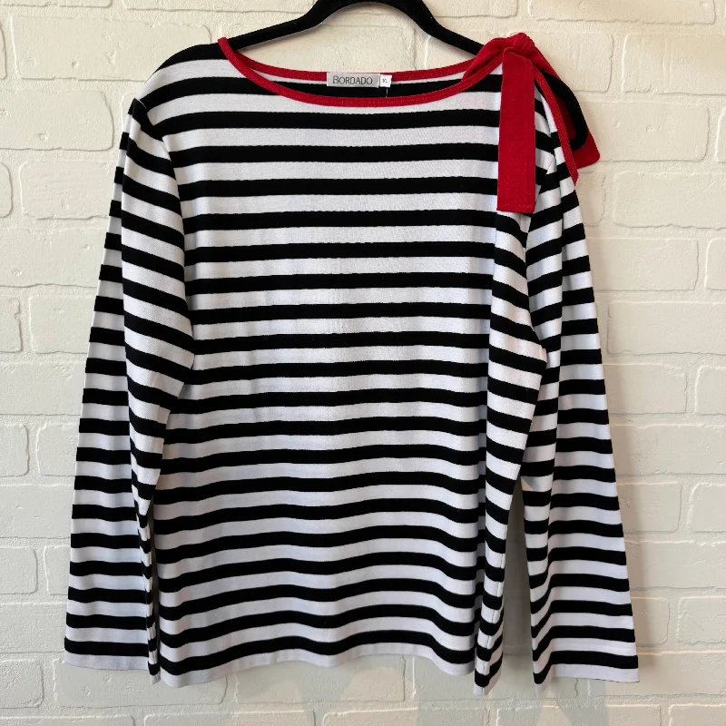 Top Long Sleeve By bordado In Black & White, Size: Xl