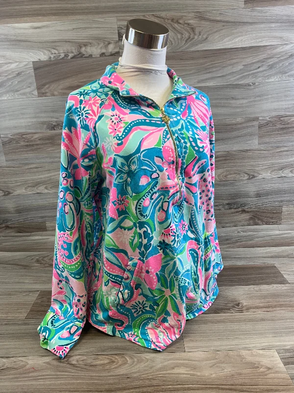 Top Long Sleeve Designer By Lilly Pulitzer In Green & Pink, Size: L