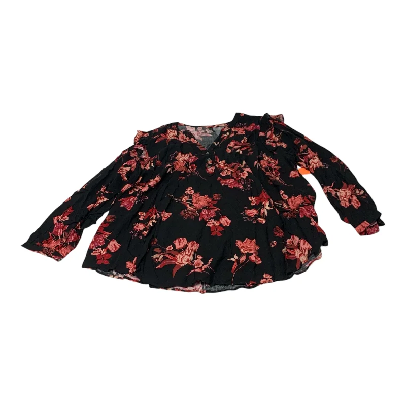 Top Long Sleeve By Torrid In Black & Red, Size: 4x