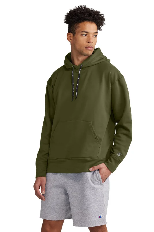 Champion Mens Sport Hooded Sweatshirt Hoodie w/ Pouch Pocket - Fresh Olive Green